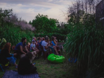 A group of people attending an event in nature