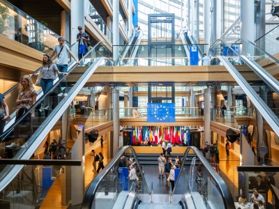 Escalators inside the European Parliament