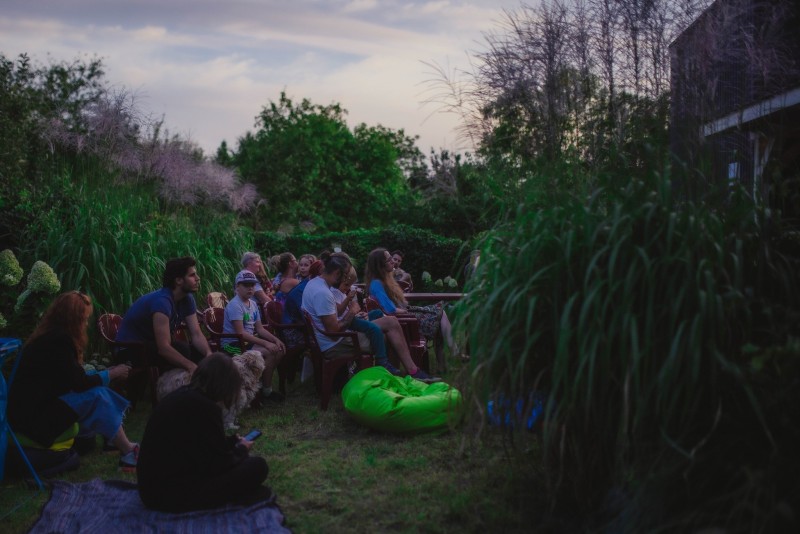 A group of people attending an event in nature