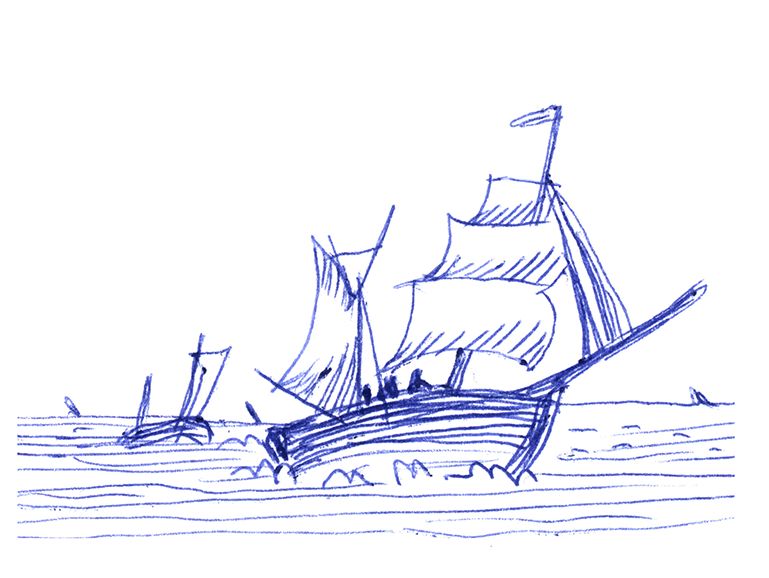 drawing of a ship